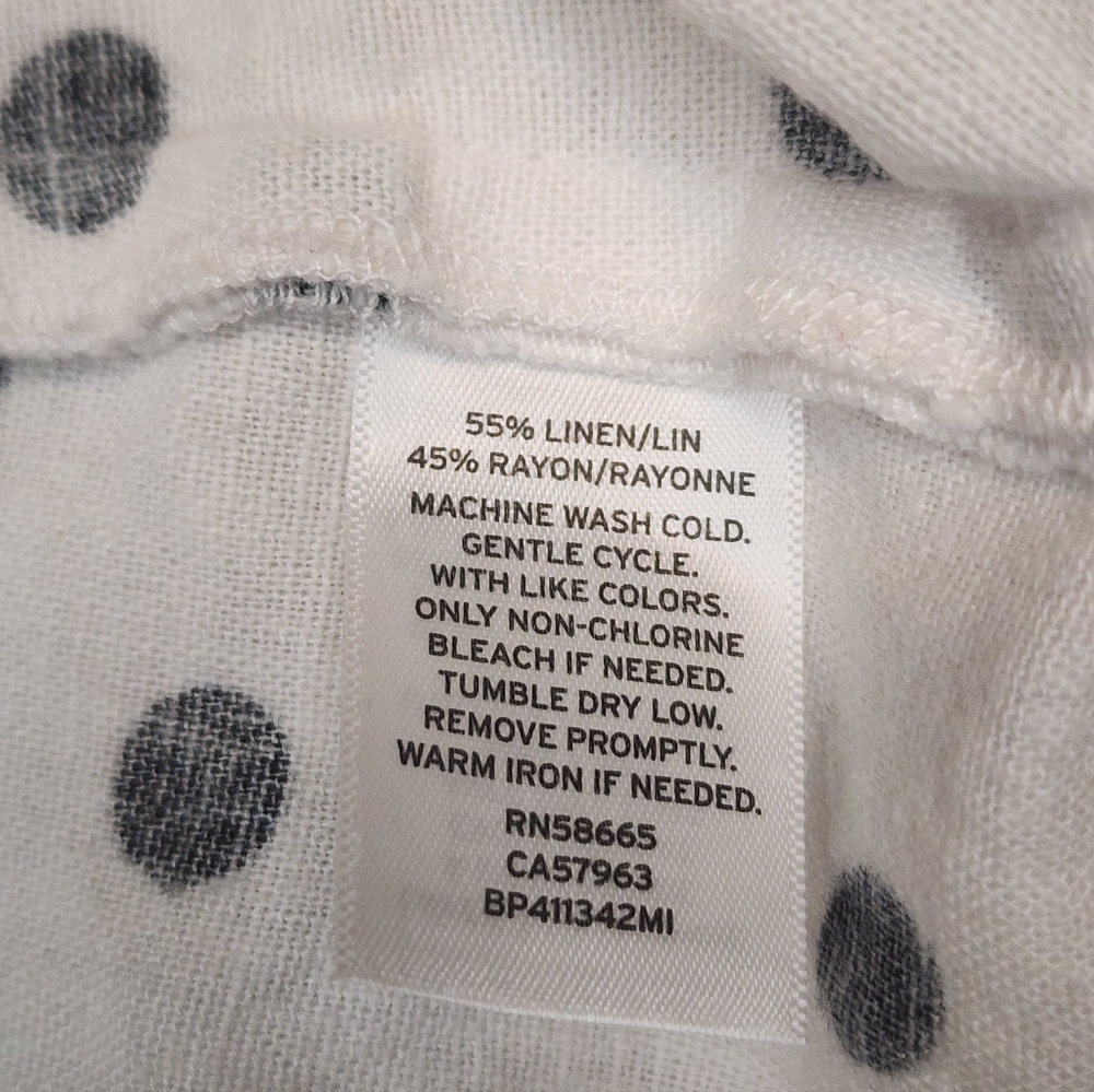 BP. Polka Dot Linen Blend Mini Dress White Black XL Adjustable Straps - Picture 7 of 7